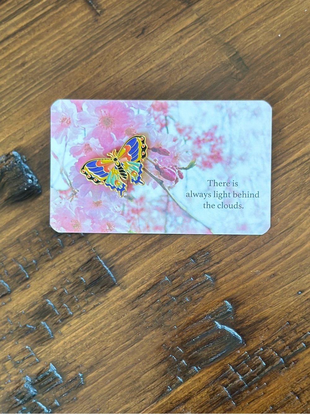 Colorful Butterfly Enamel Pin with Inspirational Backing Card